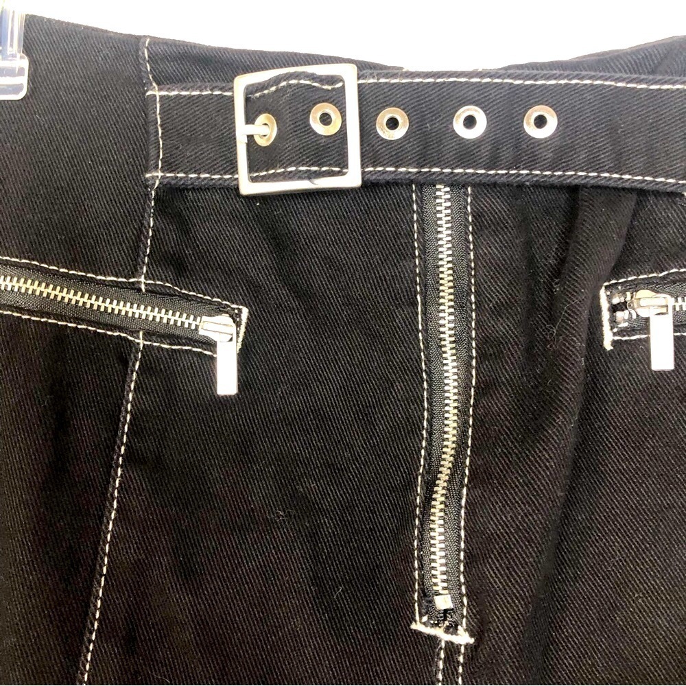 WeWoreWhat Bowery Pant Denim w Buckle Details in Black Danielle Bernstein sz 29 - Picture 3 of 14
